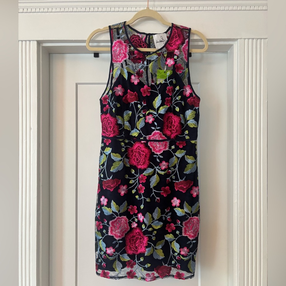 NWT Sam Edelman Navy and Pink Halter Sheath Mini Dress